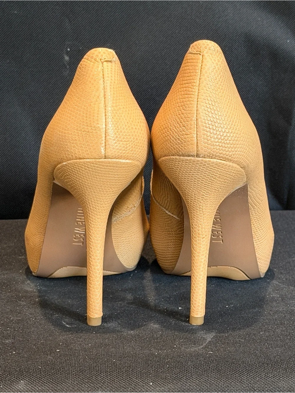 Nine West Tan Peep-Toe Platform Pumps